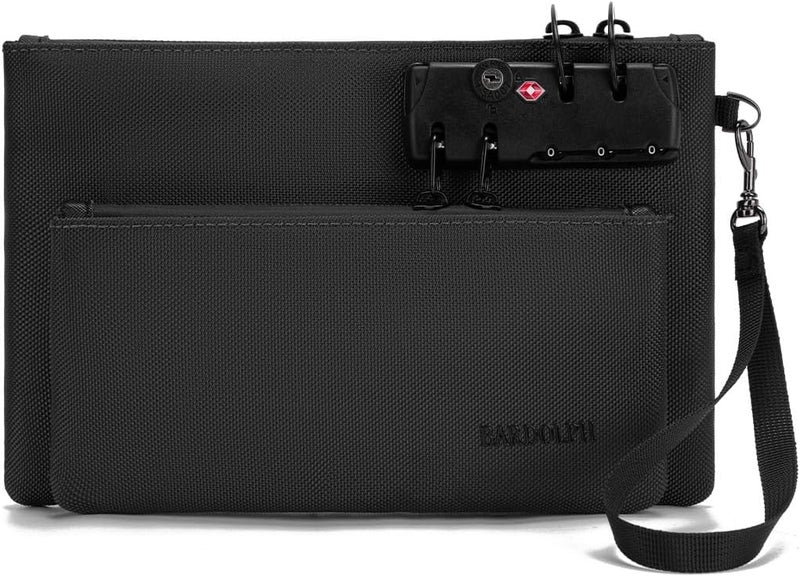 BARDOLPH Money Bag with Lock, Double layer Men & Women's Locking Accessories Pouch, Bank Bag,CashBag with Lock and Zipper NotaryBag with Lock (Grey) - Image 3